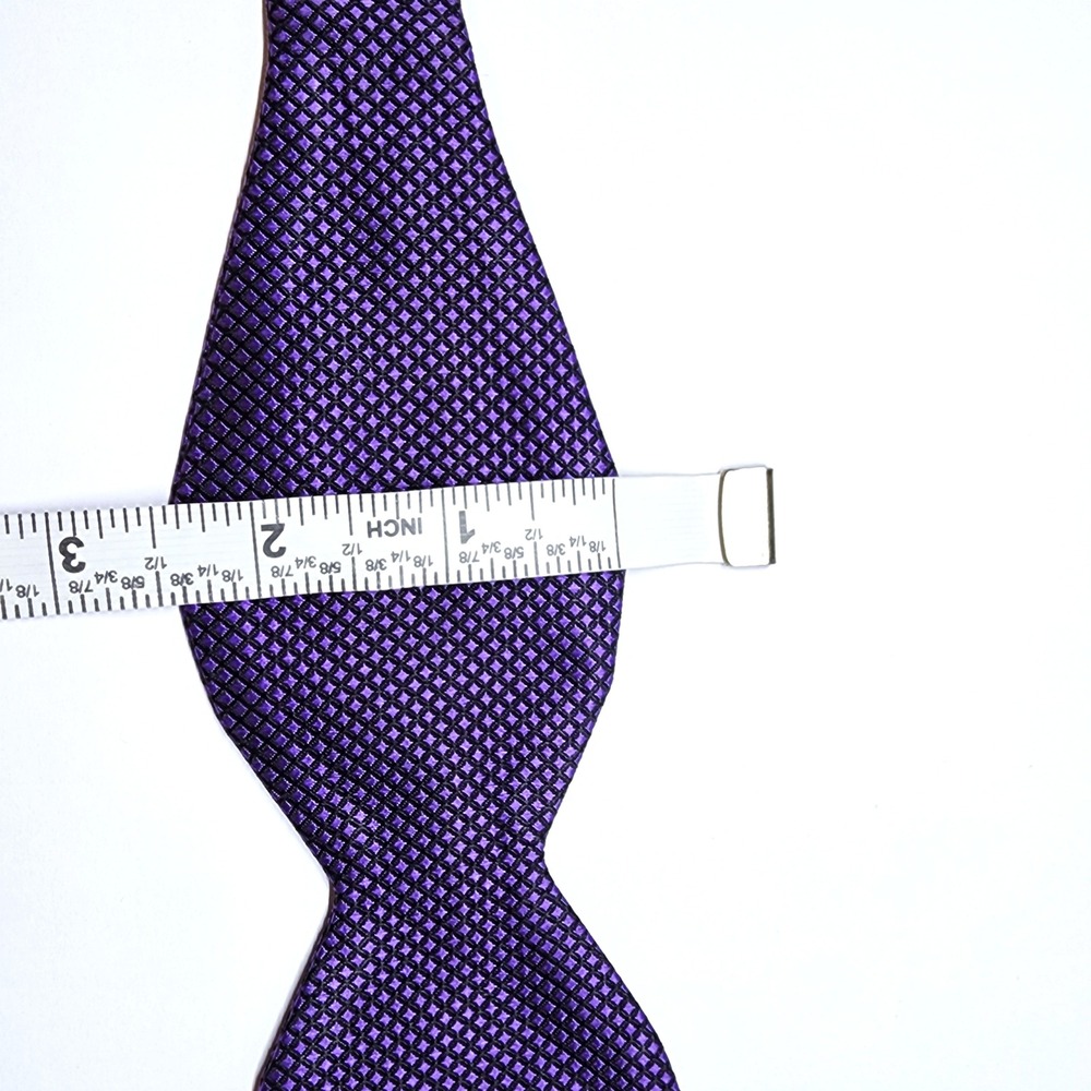 Carrot & Gibbs Handmade Pure Silk Purple Geometric Adjustable Bow Tie USA - Picture 4 of 6